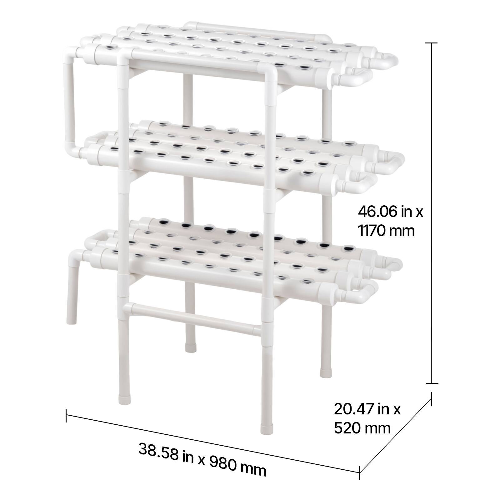 46.06 in x 1170 mm  
38.58 in x 980 mm  
20.47 in x 520 mm