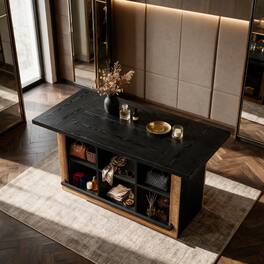 Tribesigns - 6-Compartment Wooden Walk-in Closet Island, Black & Brown - Black&brown