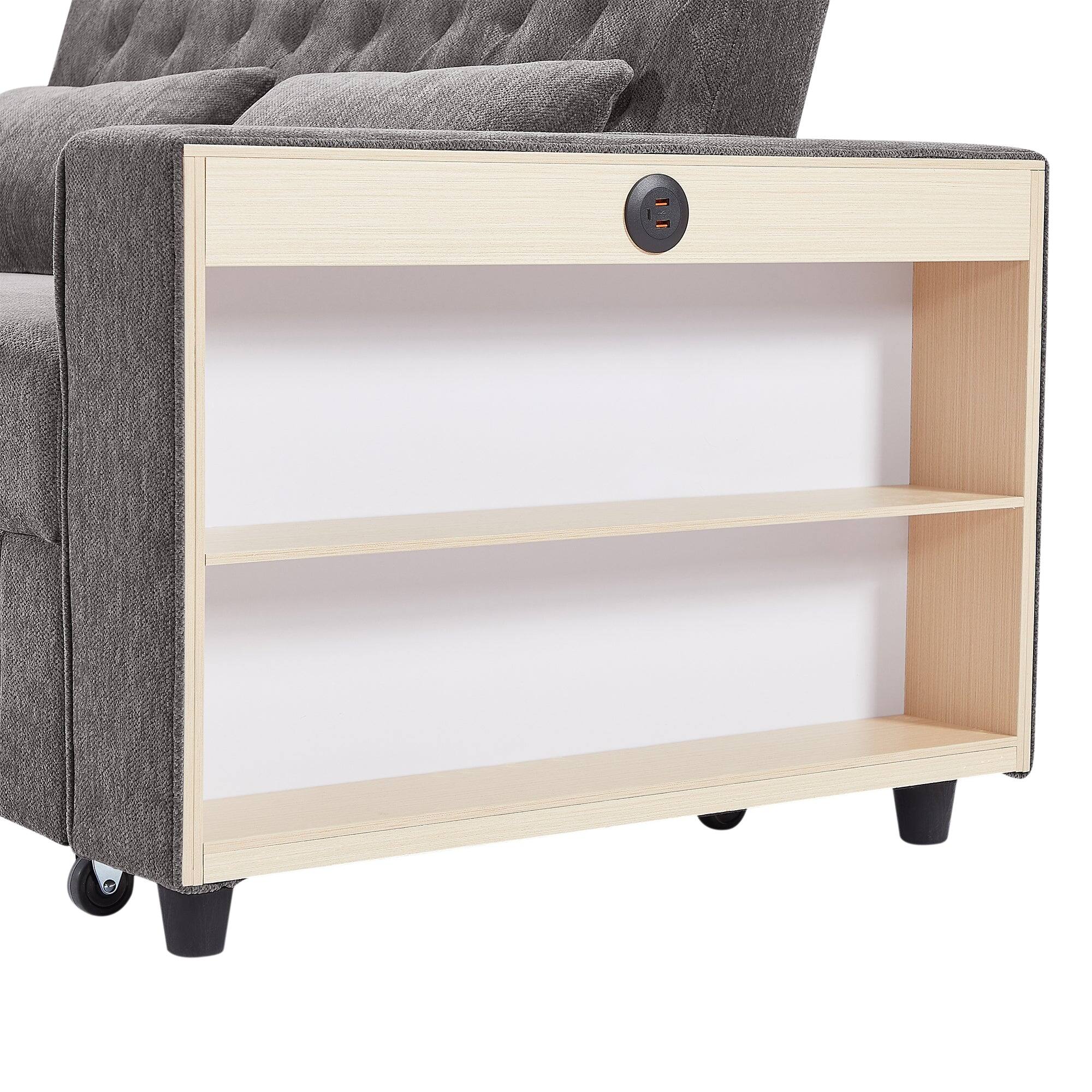 Alt View 5. Boyel Living - 61.4 inch Pull-out Sofa Bed Modern Sleeper Sofa with Adjustable Backrest for Living Room Gray - Gray.