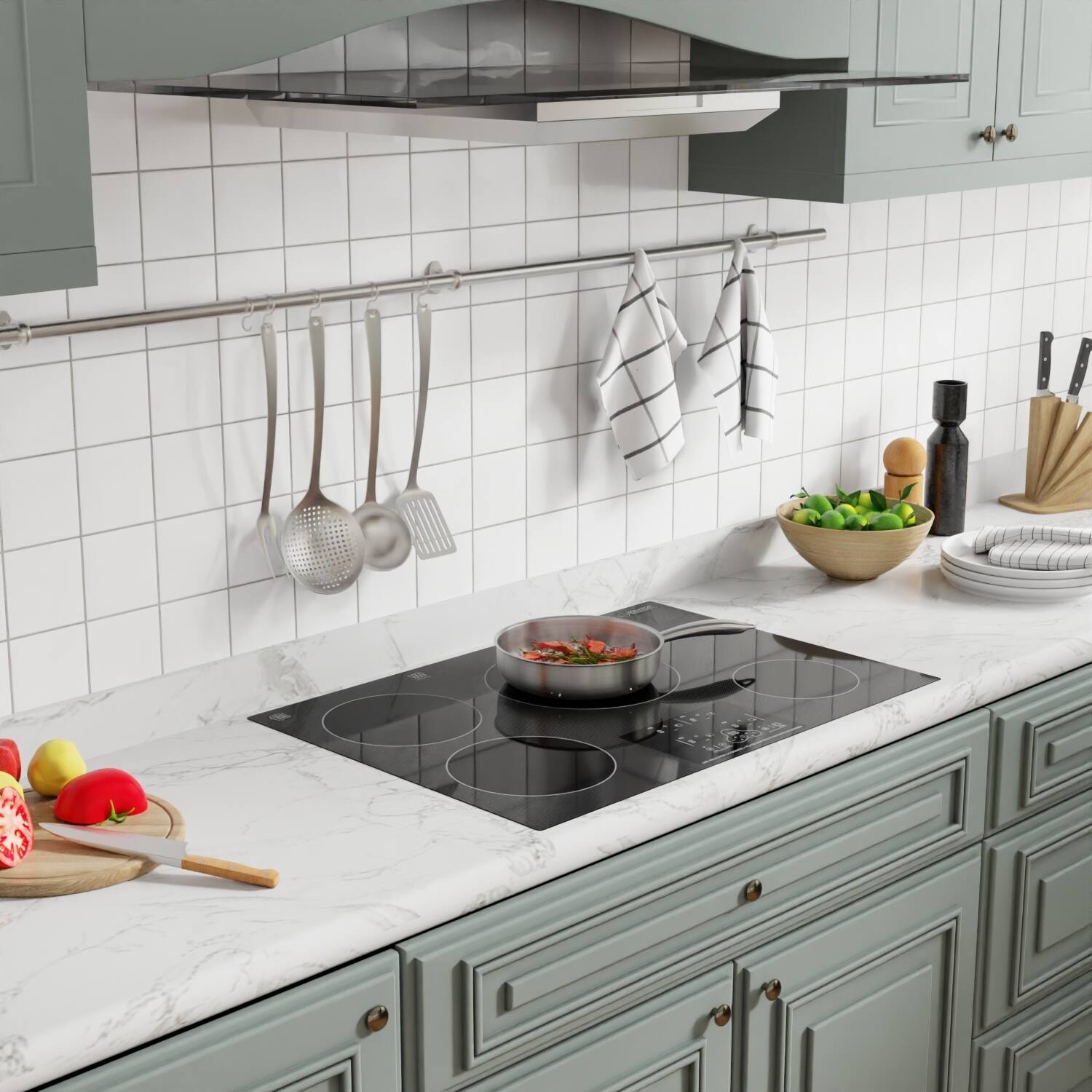 Back. Equator - Equator 30" Built-In/Freestanding | 4 Burner Induction Electric Cooktop POWER BOOST  | Auto Power Sharing  220V - Black.