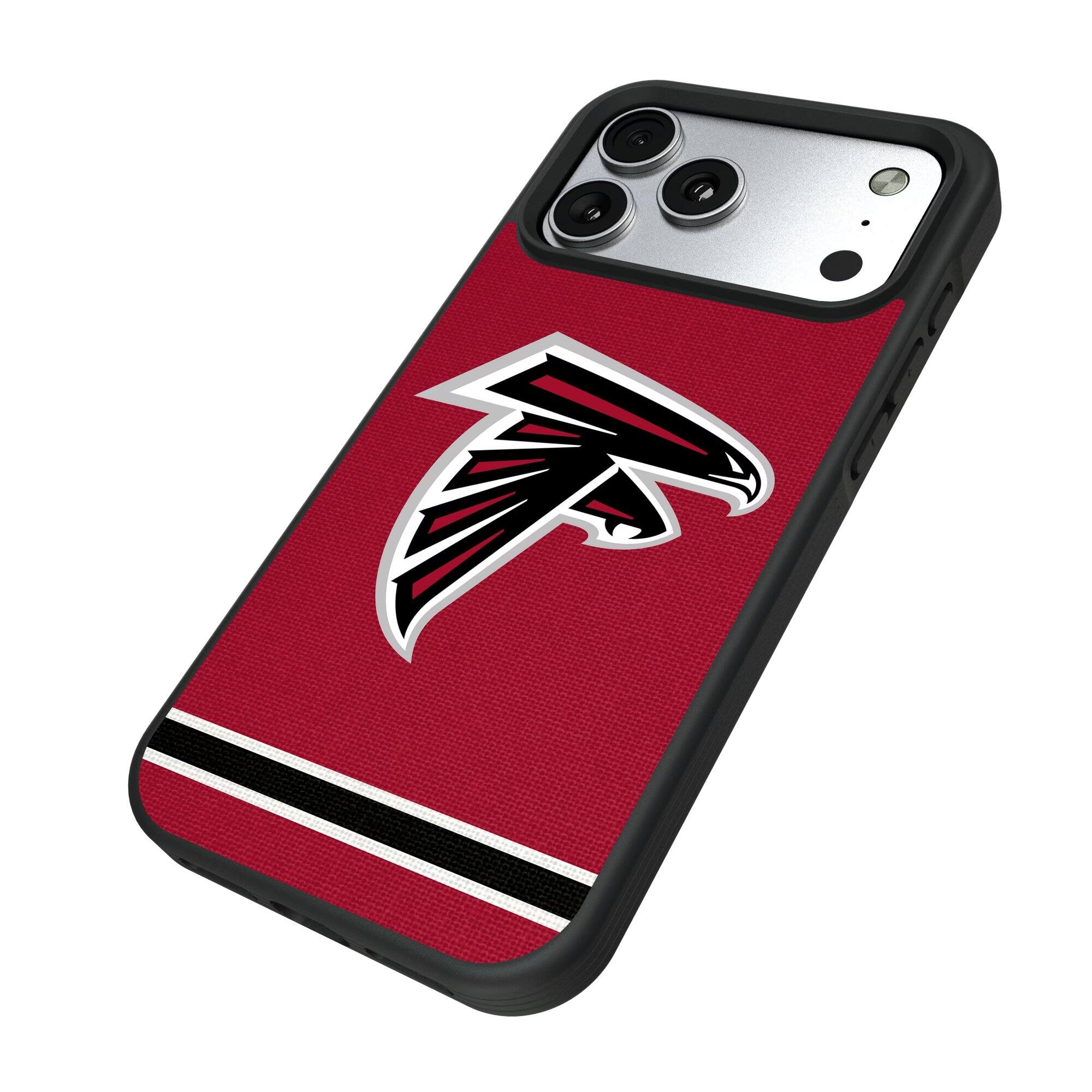 Alt View 1. Keyscaper - Atlanta Falcons iPhone Stripe Design Bump Case - 16 Pro Max - Multicolor.