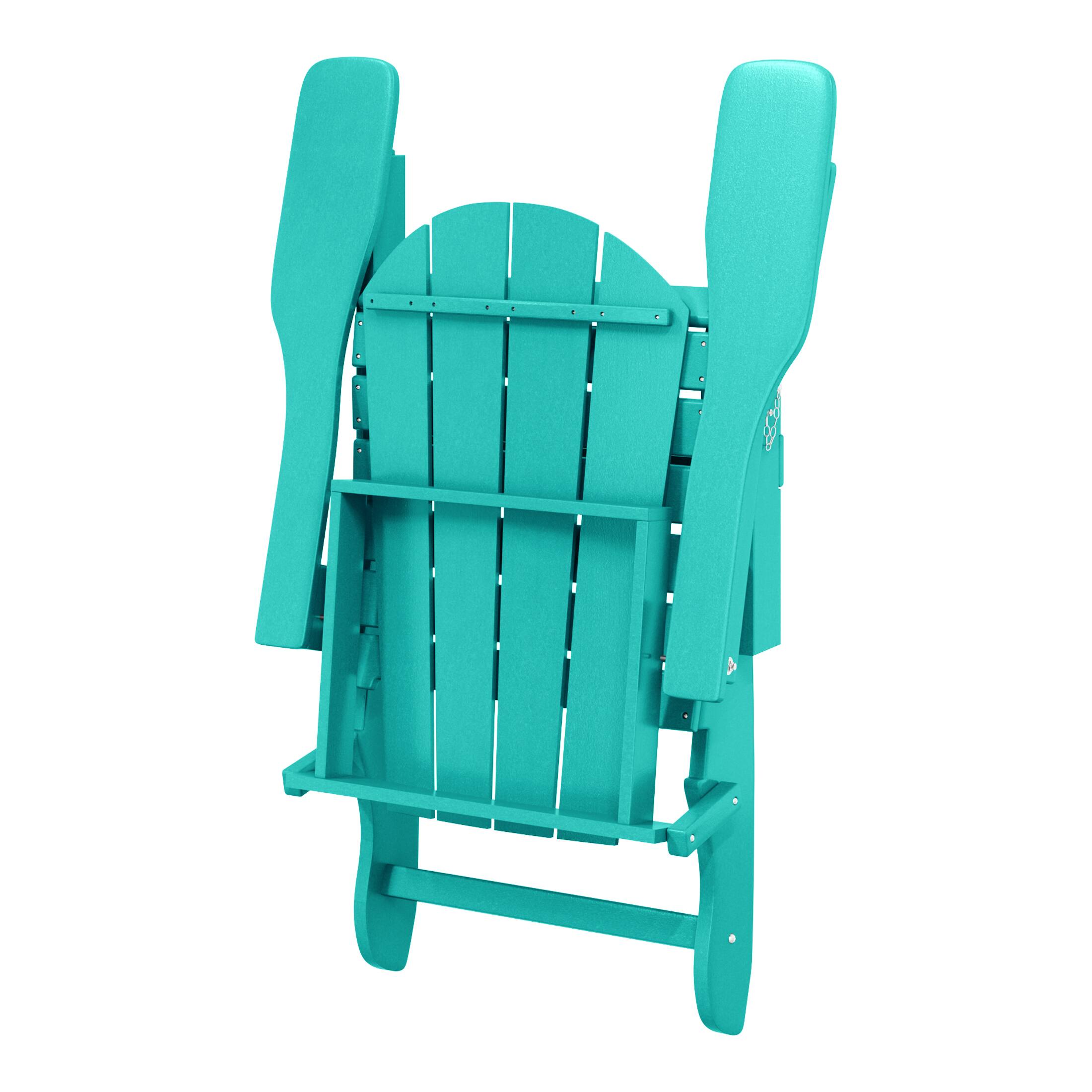 Alt View 4. WestinTrends - WestinTrends Malibu HDPE Outdoor Patio Folding Poly Adirondack Chair - Turquoise.