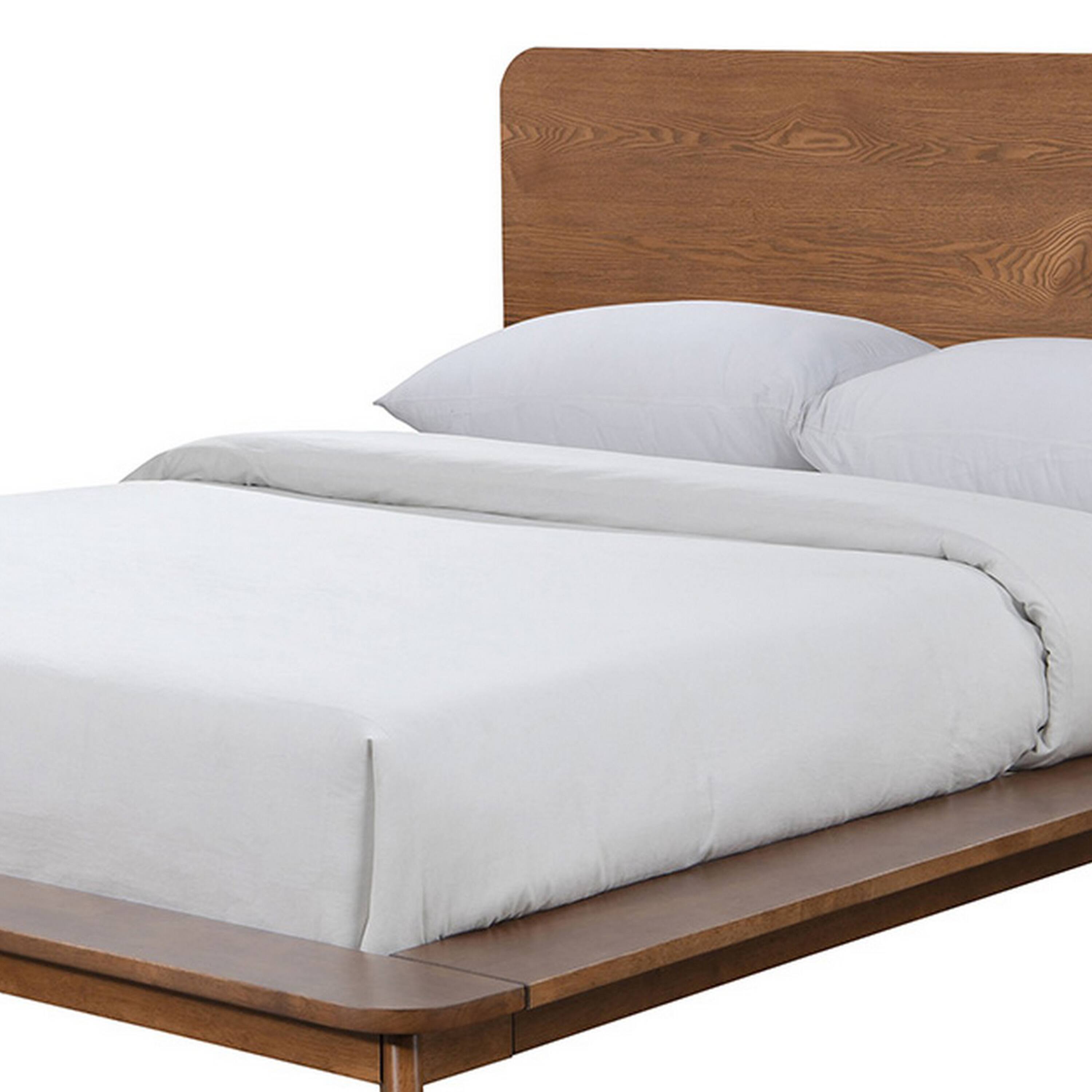 Alt View 2. Manhattan Lane - Stacy Queen Size Platform Bed, Panel Headboard, Walnut Brown Solid Wood - Walnut Brown.