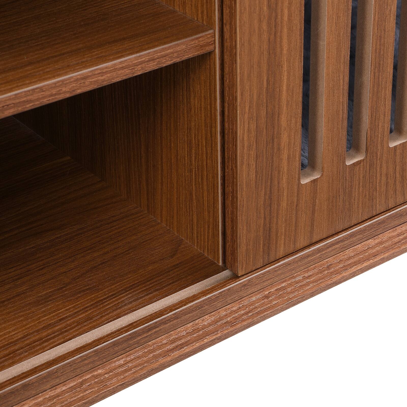 Alt View 5. Spaco - Spaco 54" Mid Century Walnut Extendable TV Stand up to 100" TVs with Cat House Litter Box, Sliding Doors for Living Room - Walnut.