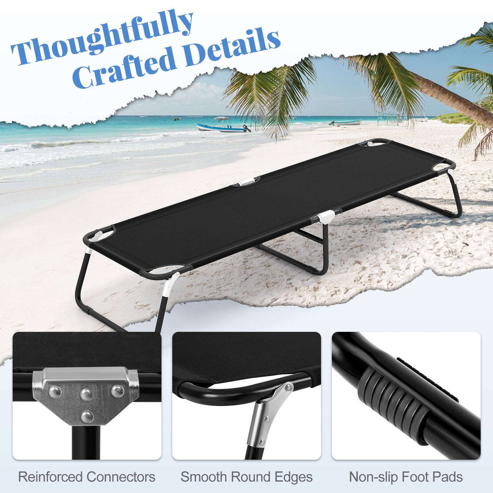 Thoughtfully Crafted Details

- Reinforced Connectors
- Smooth Round Edges
- Non-slip Foot Pads