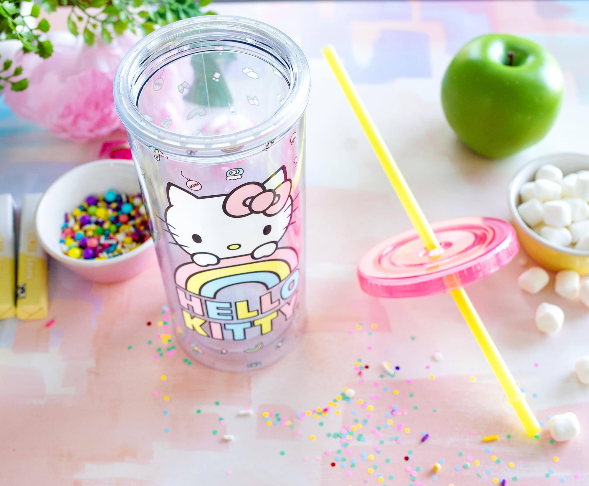 Alt View 3. Hello Kitty - Sanrio Hello Kitty Pastel Rainbow Carnival Cup With Lid | Holds 20 Ounces - Pink.