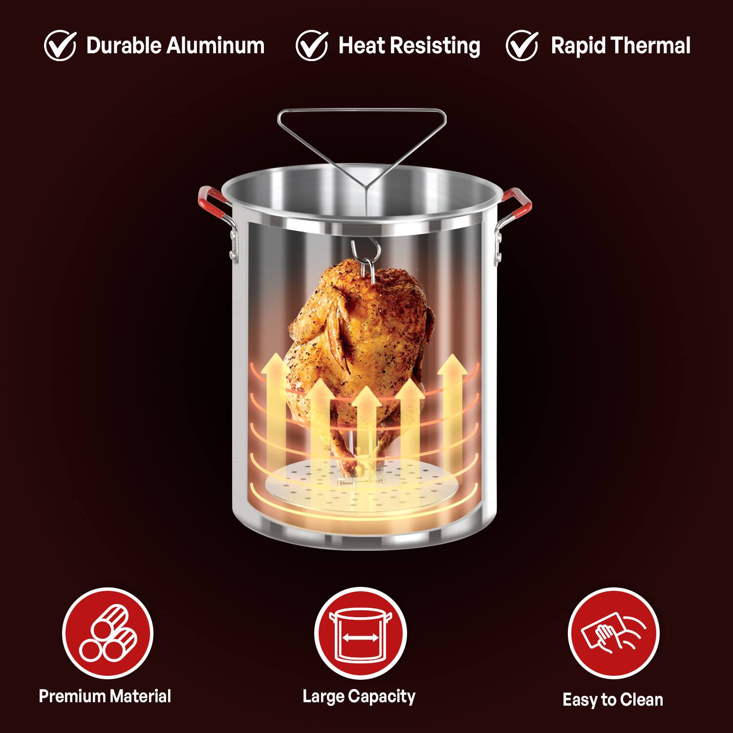 - Durable Aluminum
- Heat Resisting
- Rapid Thermal
- Premium Material
- Large Capacity
- Easy to Clean