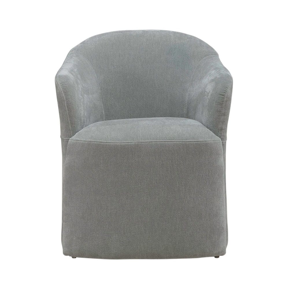 Liberty Furniture Industries - Accent Dining Chair with Castors - Squared Arm - Sapphire Upholstry - Gray