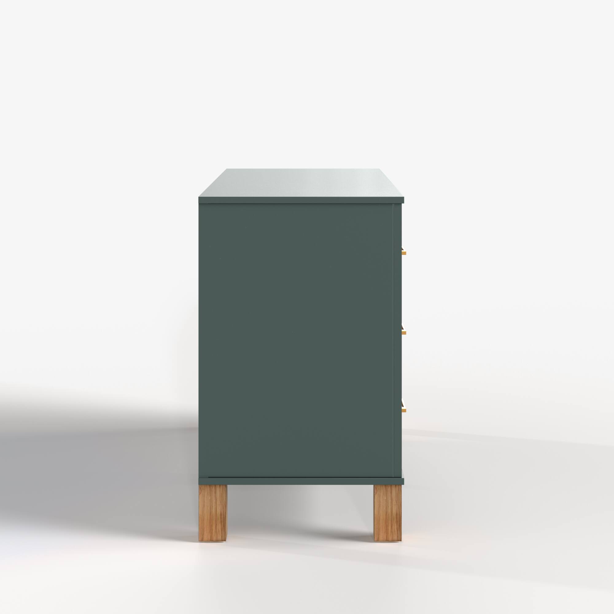 Alt View 8. Loheer - Loheer 6-Drawer Double Dresser in Blue Modern Solid Wood Kids Bedroom Cabinet - Blue.