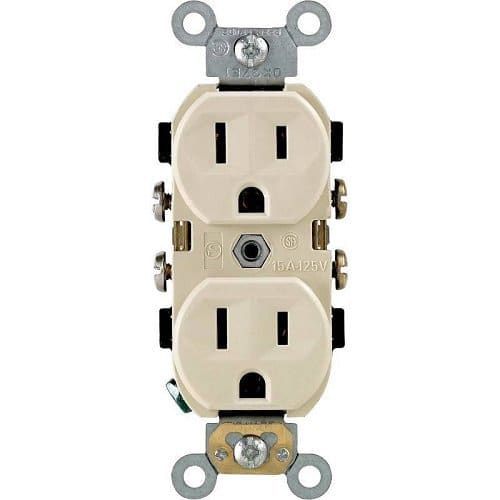 Leviton - BR15-IS Commercial Straight-Blade Duplex Receptacle, 125V, NEMA 5-15R - White