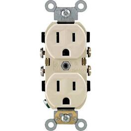 Leviton - BR15-IS Commercial Straight-Blade Duplex Receptacle, 125V, NEMA 5-15R - White