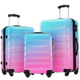 HTUTWOO - Hardshell Luggage Sets 3 Piece Expandable Suitcase - PC Material, Spinner Wheels, TSA Lock, 25% Expandable, 20"/24"/28" - Blue+Red