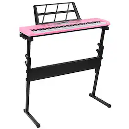 DirectDeals - 61-Key Digital Music Keyboard – Electric Piano with Stand & Mic - Pink