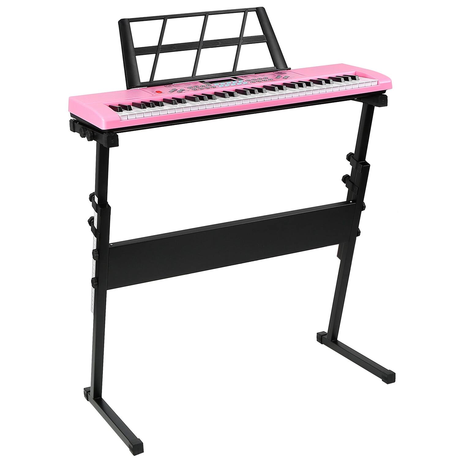 Front. DirectDeals - 61-Key Digital Music Keyboard – Electric Piano with Stand & Mic - Pink.