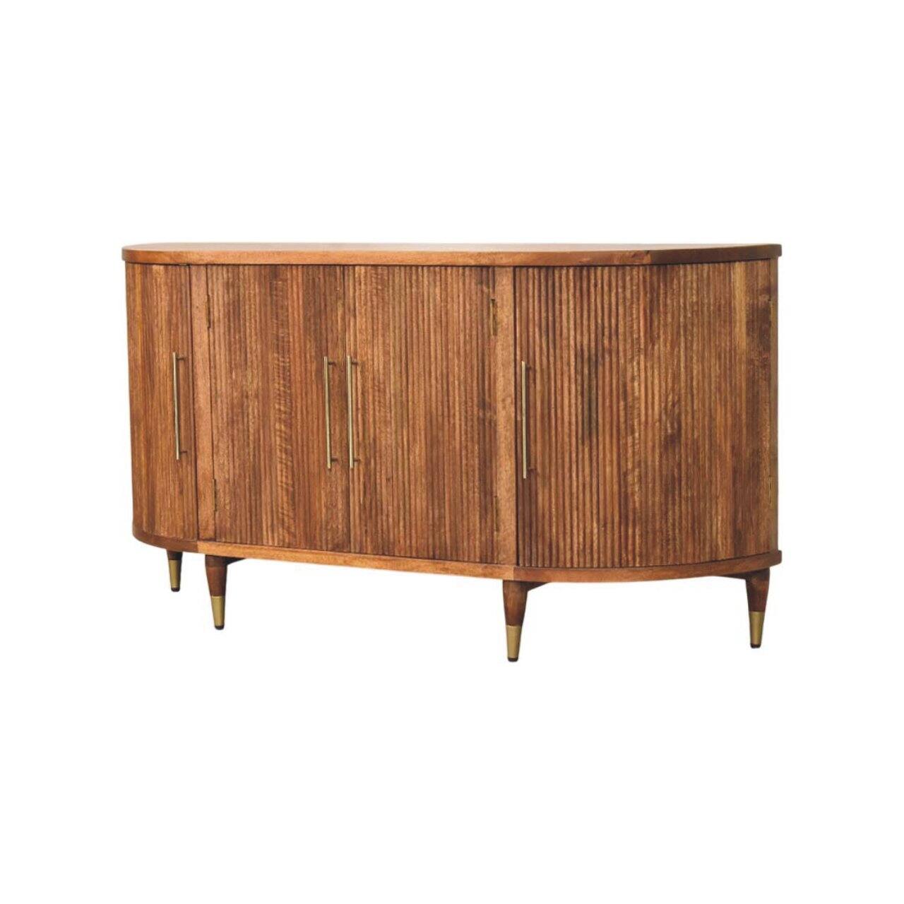 Angle. Artisan Furniture - Artisan Furniture Solid Wood Ravello Curved Sideboard, 4 Doors and 6 Shelves, Light Brown - Light Brown.