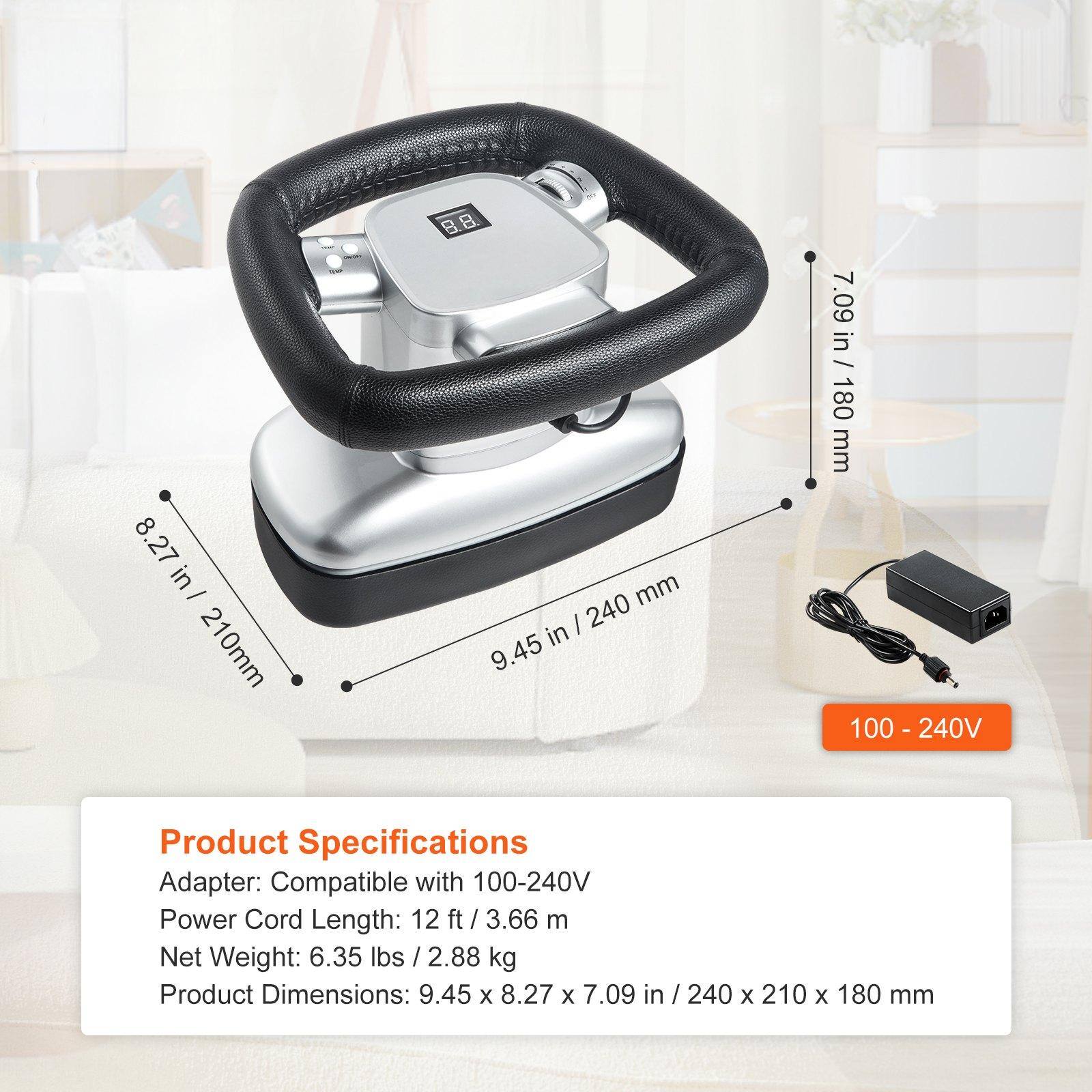 Sure, here is the corrected and grouped text:

---

**Product Specifications**

- **Adapter:** Compatible with 100-240V
- **Power Cord Length:** 12 ft / 3.66 m
- **Net Weight:** 6.35 lbs / 2.88 kg
- **Product Dimensions:** 9.45 x 8.27 x 7.09 in / 240 x 210 x 180 mm

---

**Dimensions:**

- **Width:** 9.45 in / 240 mm
- **Depth:** 8.27 in / 210 mm
- **Height:** 7.09 in / 180 mm

---

**Power Requirements:**

- **Voltage:** 100 - 240V

---