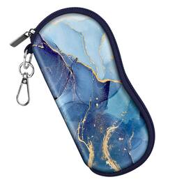 Kitcheniva - Portable Glasses Case With Carabiner Neoprene Zipper - Ocean Marble