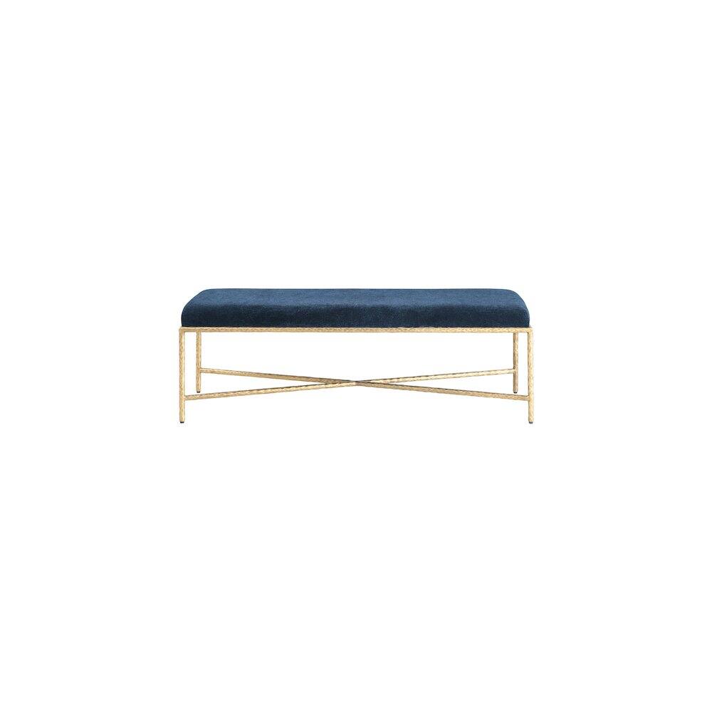 Alt View 2. Meridian Furniture - Valley Navy Chenille Fabric Bench - Blue.