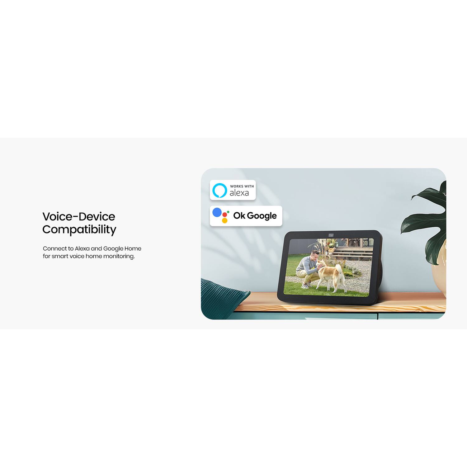 WORKS WITH Alexa Voice-Device Compatibility  
Ok Google  
Connect to Alexa and Google Home for smart voice home monitoring.