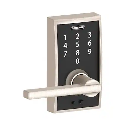 Front. Schlage - Schlage Satin Nickel Steel Touchscreen Lever - Satin Nickel.
