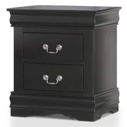 Front. Furniture of America - Toni Transitional Wood 2-Drawer Nightstand in Black - Black.