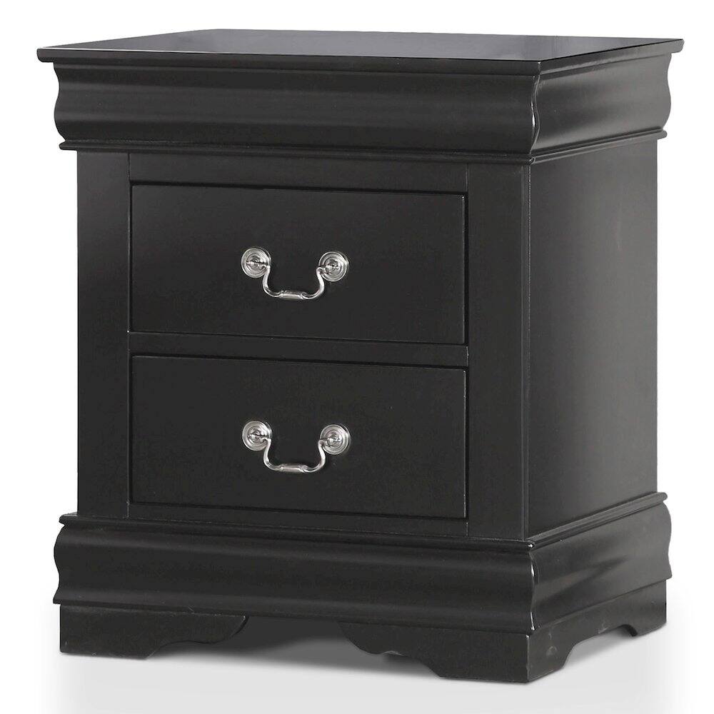 Front. Furniture of America - Toni Transitional Wood 2-Drawer Nightstand in Black - Black.
