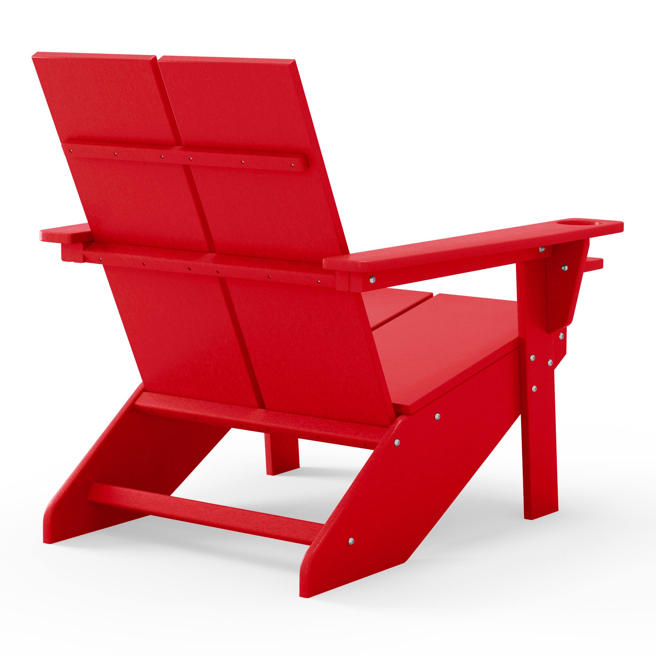 Alt View 1. WestinTrends - WestinTrends Riviera Outdoor HDPE Modern Adirondack Chair with Cup Holder (Set of 4) - Red.