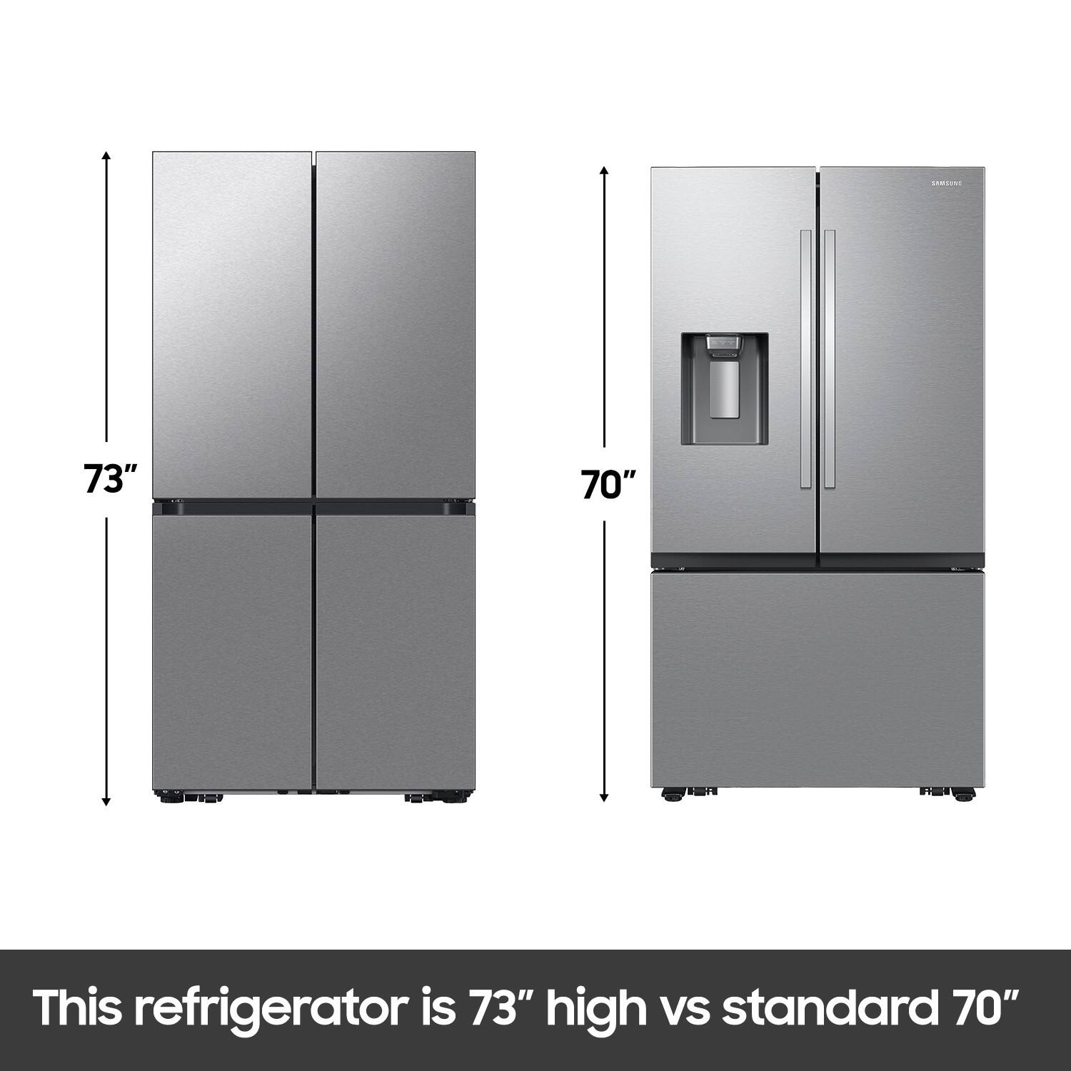 This refrigerator is 73" high vs standard 70"