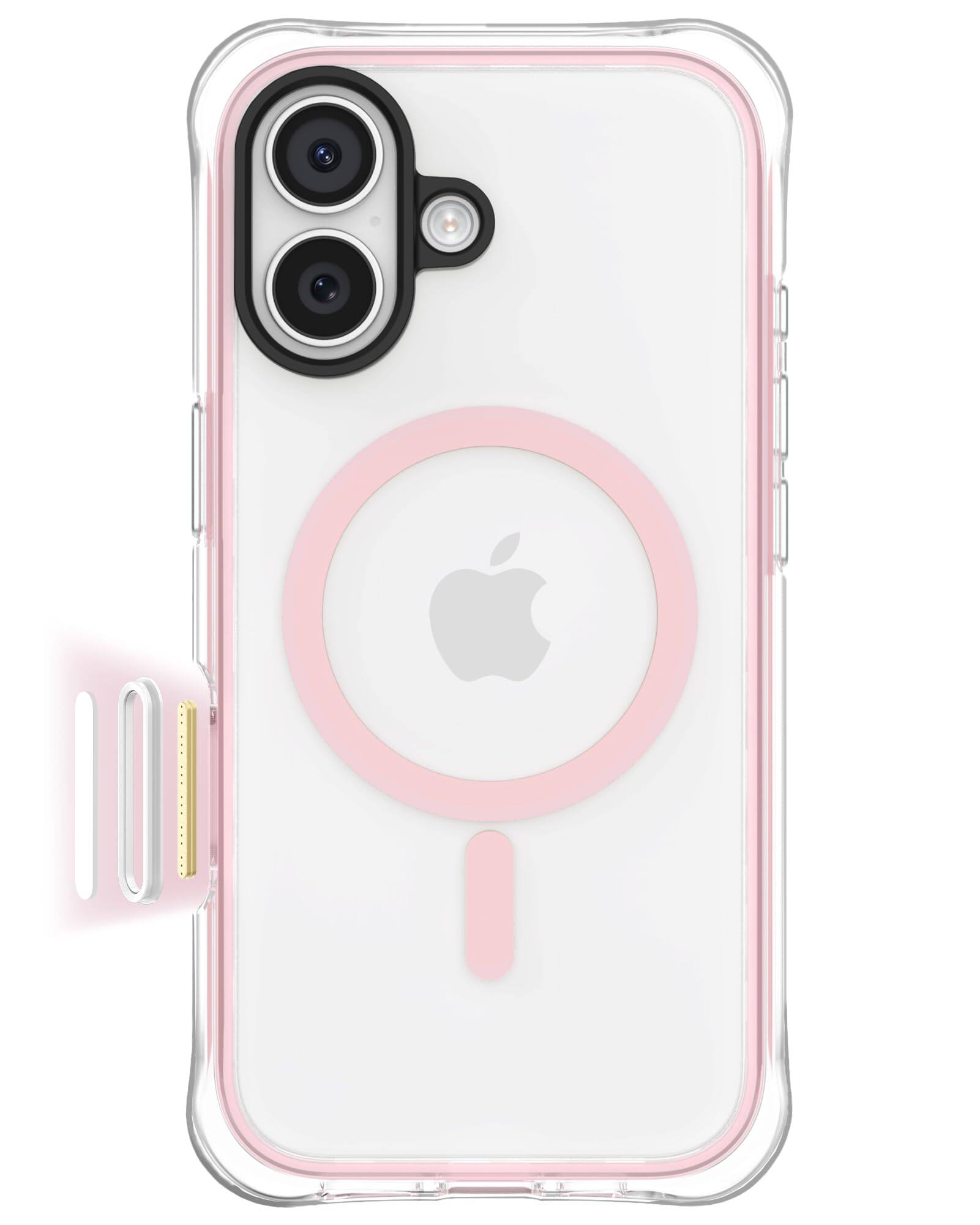 Ornarto - Air Case for iPhone 17 Clear with MagSafe | Camera Control Button | Built-in Air Phone Cover - Pink