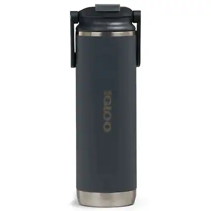 Front. Igloo - IGLOO 20 oz. Flip ‘n’ Sip Tumbler, Carbonite - Carbonite.