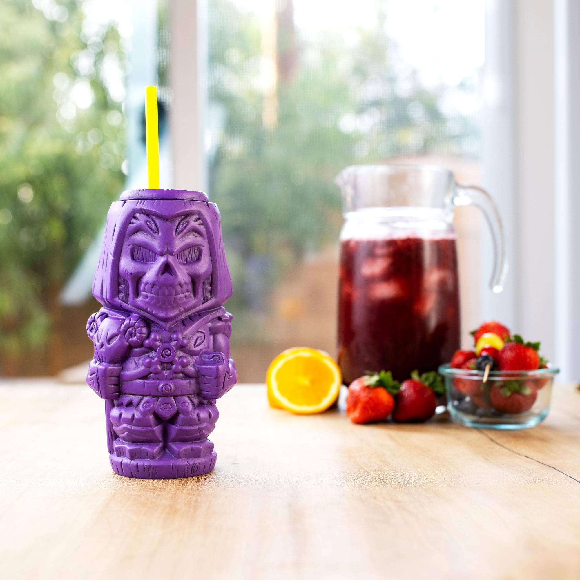Alt View 4. Masters of the Universe - Geeki Tikis Masters of the Universe Skeletor Tumbler with Straw | 26 Ounces - Purple.