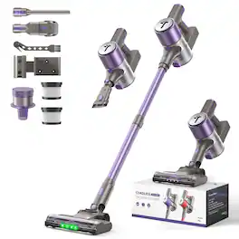 Teendow - 300W Cordless Stick Vacuum Cleaner, 50kPa Brushless Motor, 50-Min Runtime, for Carpet, Hard Floors & Pet Hair - Purple
