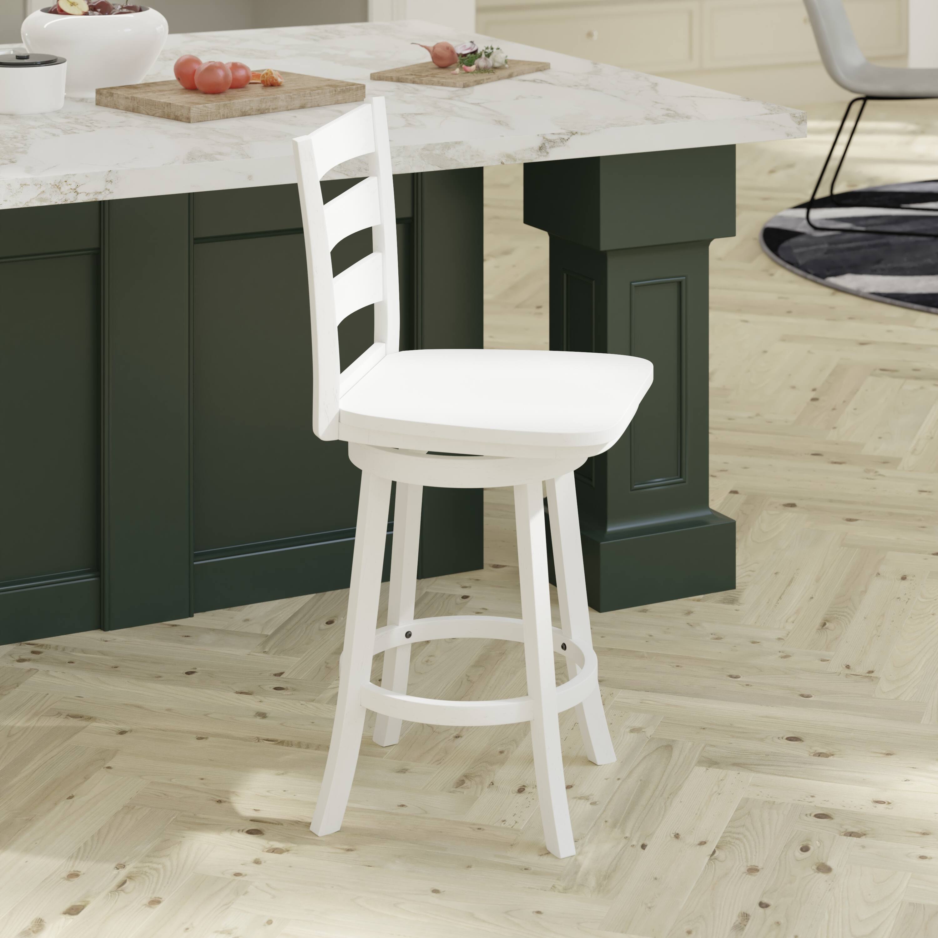 Alt View 3. Emma + Oliver - Vanya Classic Ladderback Counter Height Dining Stool with Wood Seat - White Wash.