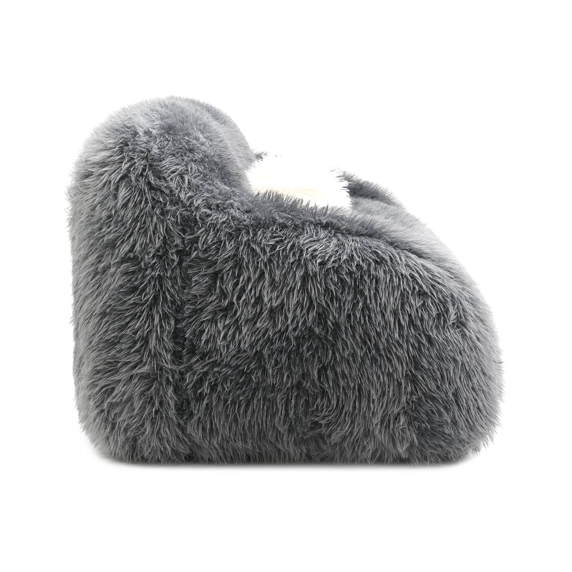 Alt View 1. Vaczon - 3-Seater Plush Faux Fur Sofa with Soft Long Pile and Luxurious Comfort for Living Rooms or Apartments - Dark Gray.