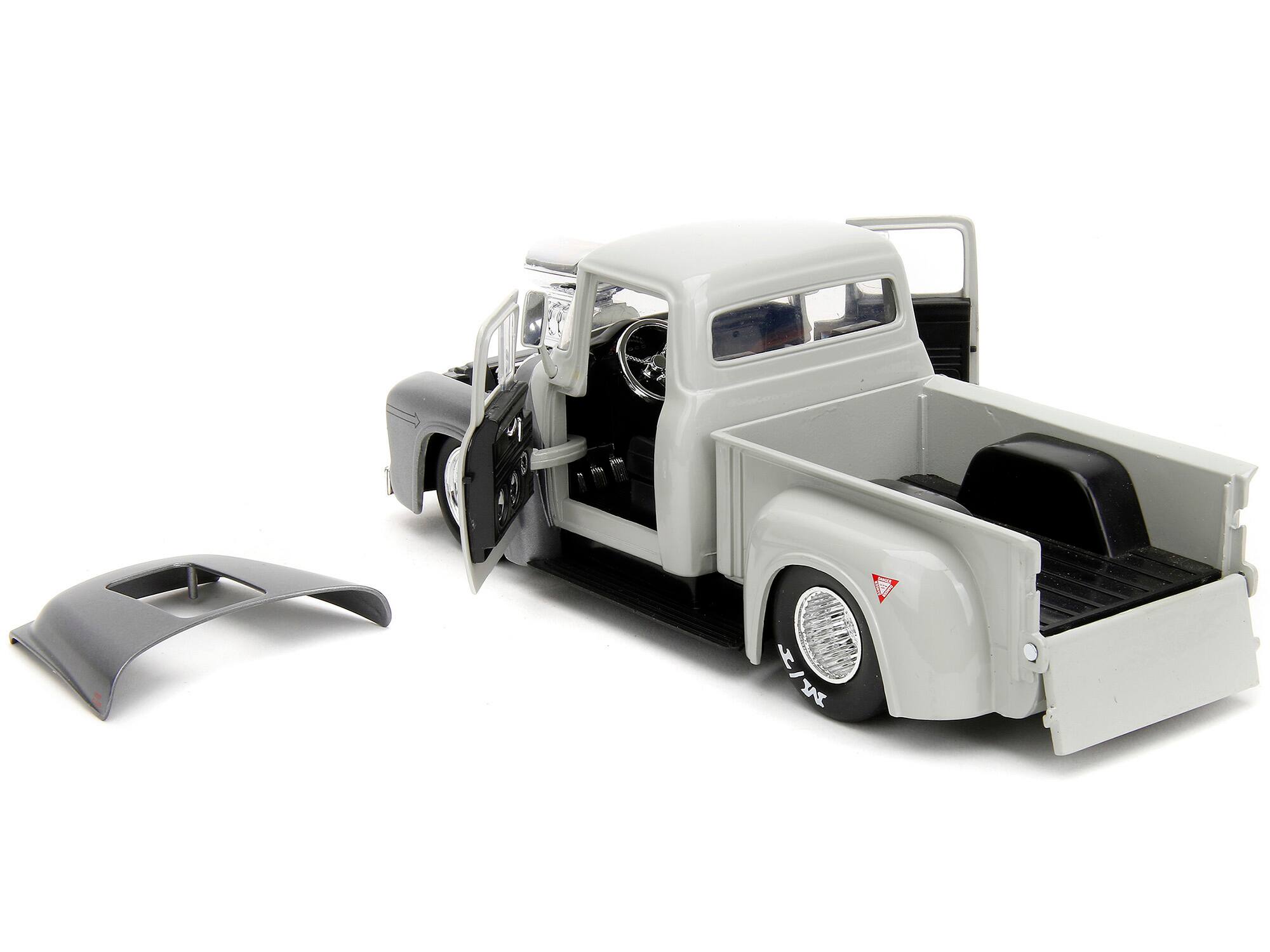 Alt View 3. Jada - 1956 Ford F-100 Pickup Truck Tan & Gray Met. and Guile Figure "Street Fighter" Video Game 1/24 Model Car by Jada.