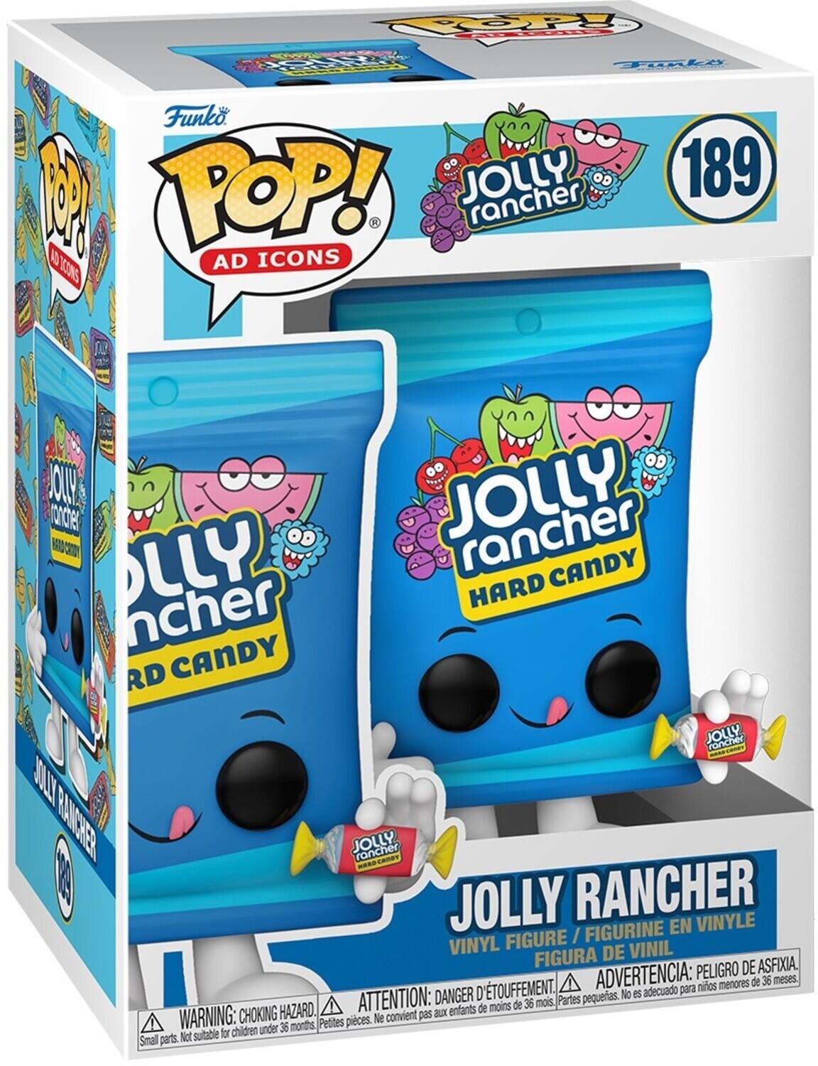 Funko POP! AD ICONS  
189  
JOLLY RANCHER  
VINYL FIGURE / FIGURINE EN VINYLE / FIGURA DE VINIL  

WARNING: CHOKING HAZARD. Not suitable for children under 36 months. Small parts.  
ADVERTENCIA: PELIGRO DE ASFIXIA. No es adecuado para niños menores de 36 meses.  
ATTENTION: DANGER D'ÉTOUFFEMENT. Ne convient pas aux enfants de moins de 36 mois.
