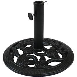 Sunnydaze - 16 in Rose Blossom Cast Iron Round Patio Umbrella Base - Black