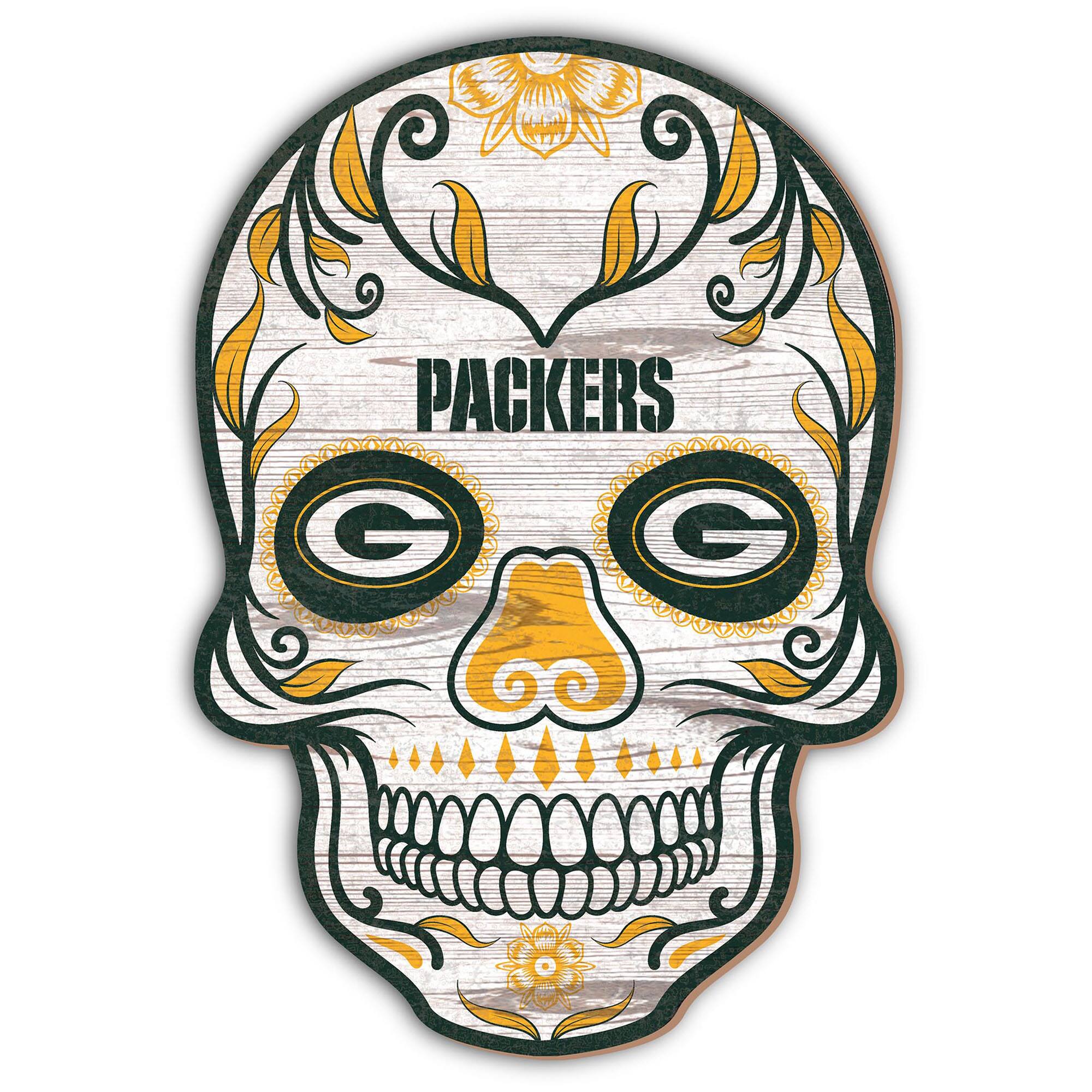 Green Bay Packers 12'' Sugar Skull Sign