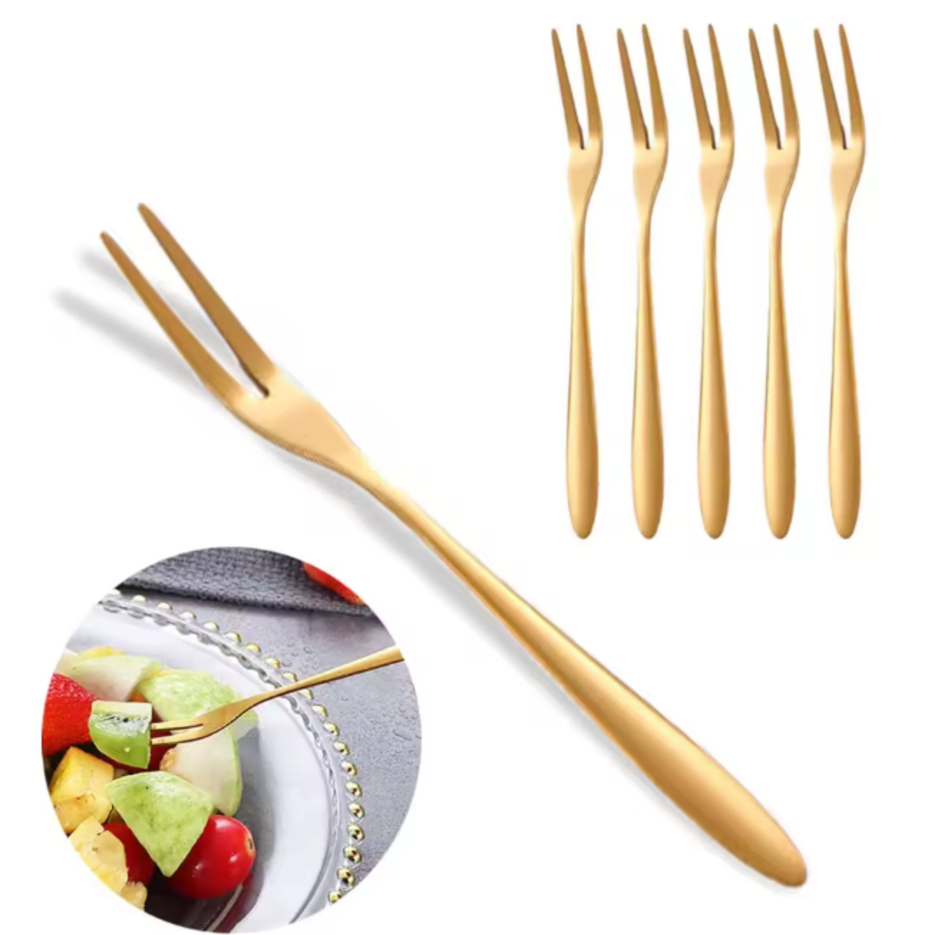 Left. Kitcheniva - 5" Stainless Steel Food Fruit Picks 6 Pcs, Gold - Gold.