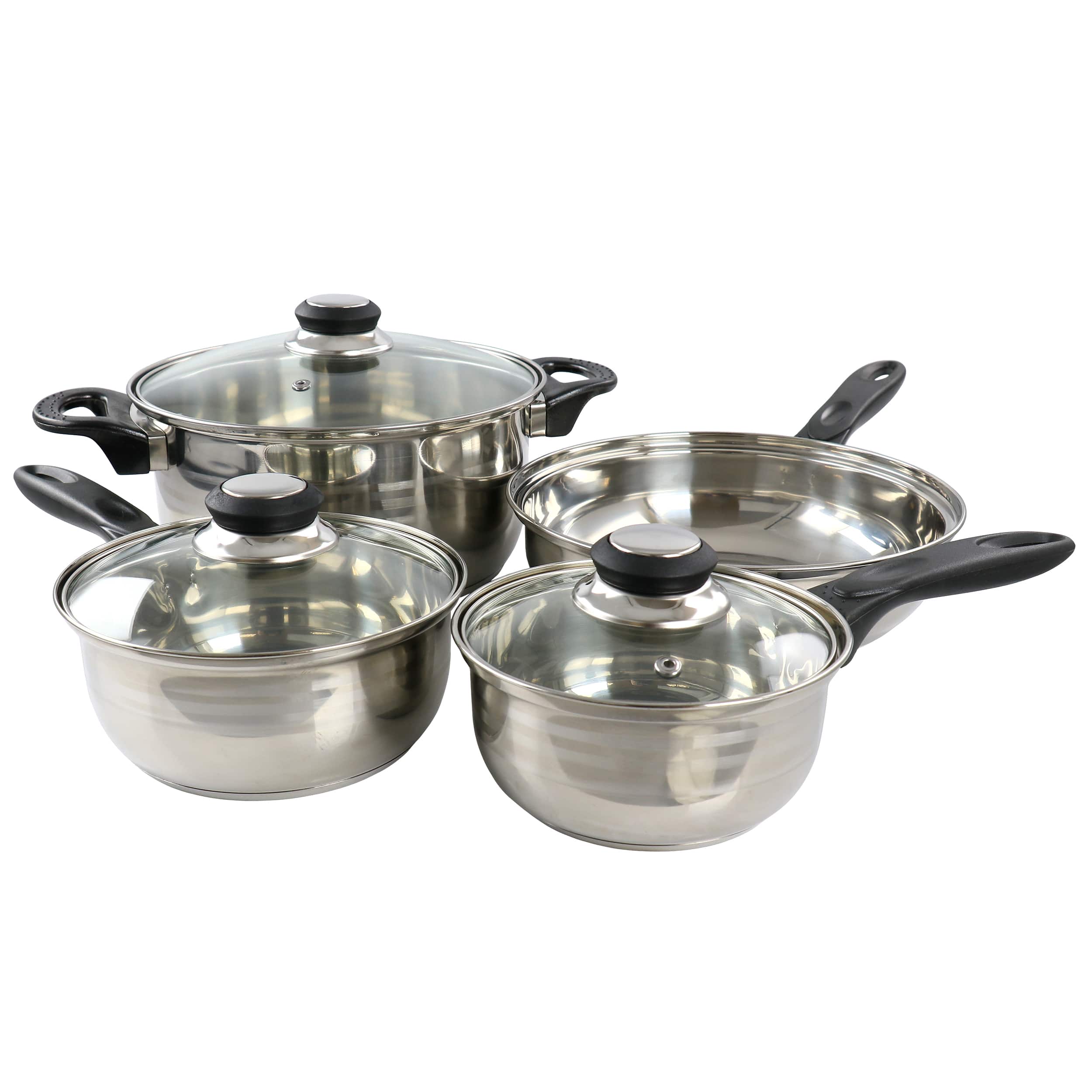 Front. Gibson - Gibson Home Lybra 7 Piece Two Tone Polished Stainless Steel Cookware Set - Silver.