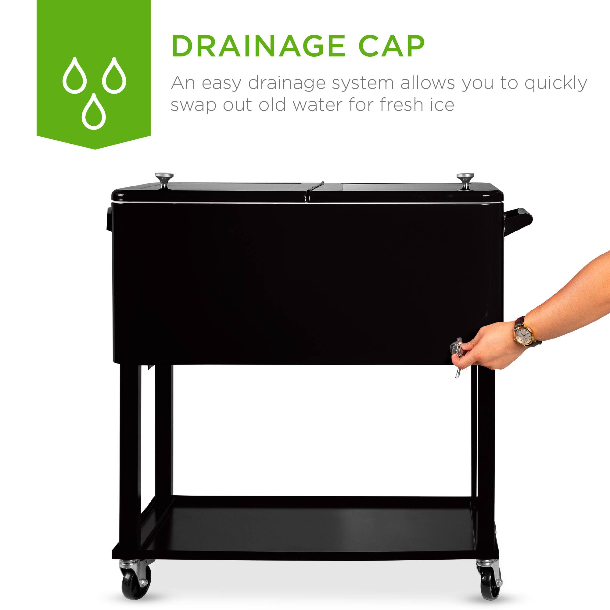 DRAINAGE CAP  
An easy drainage system allows you to quickly swap out old water for fresh ice