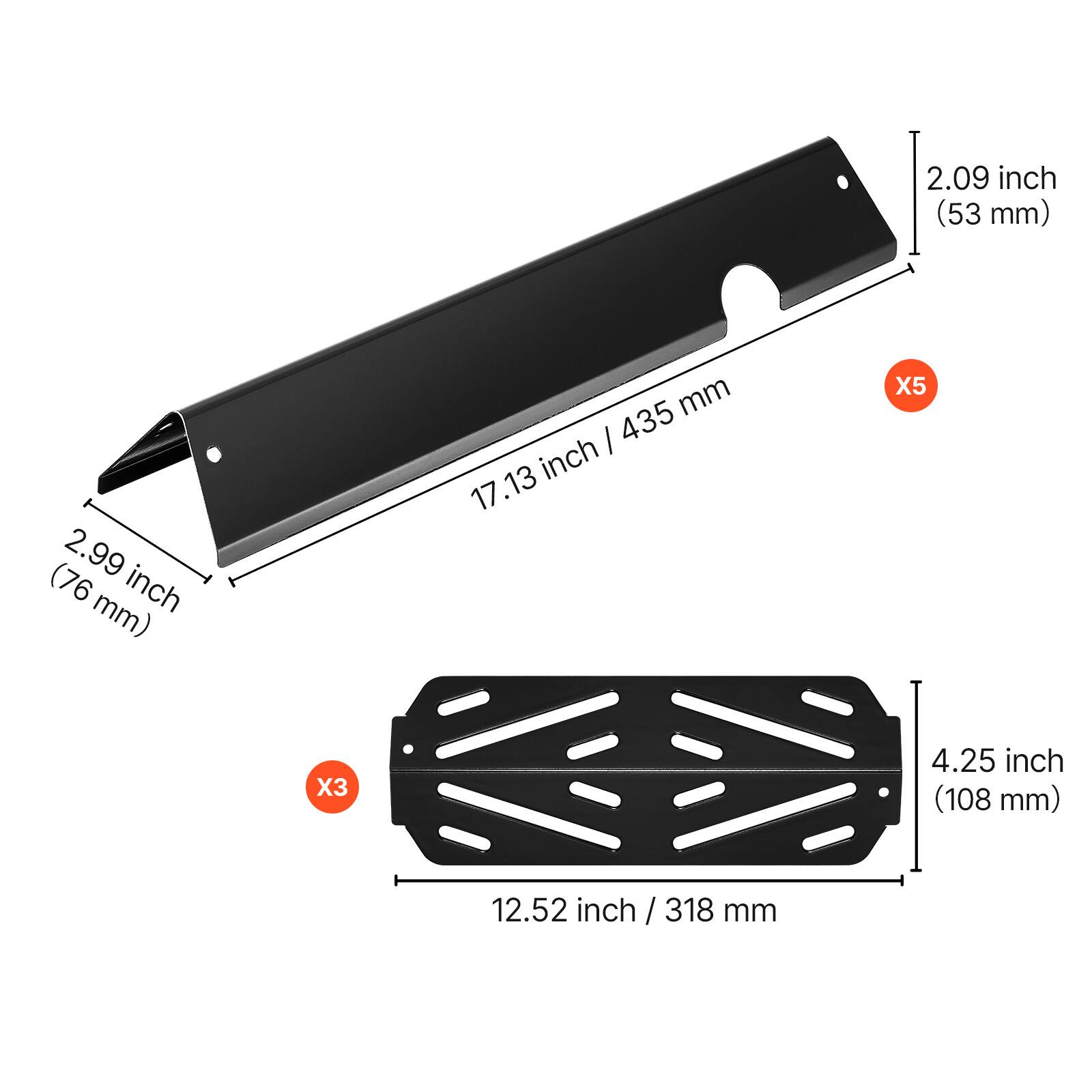 2.09 inch (53 mm)  
2.99 inch (76 mm)  
17.13 inch / 435 mm  
4.25 inch (108 mm)  
12.52 inch / 318 mm