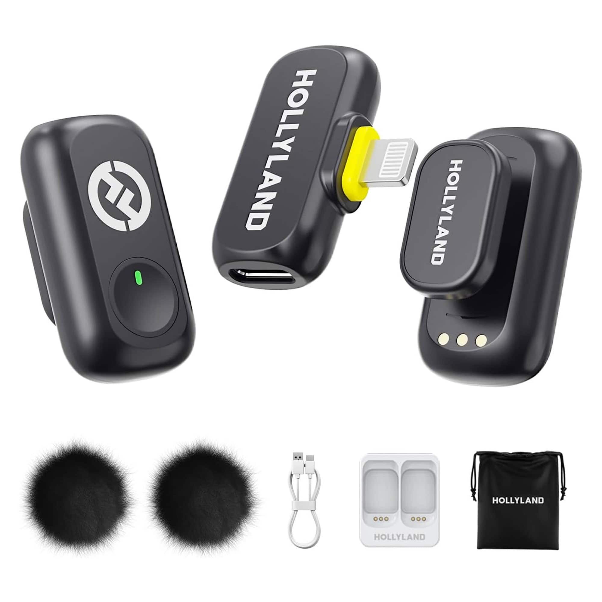 HOLLYLAND - LARK A1 Mini Duo 2-Person Wireless Microphone with Lightning Connector for iOS (Space Gray, 2.4 GHz) - Black