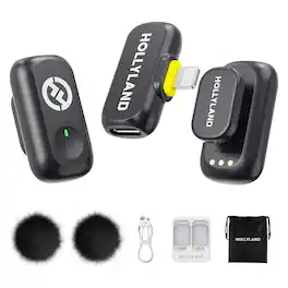 HOLLYLAND - LARK A1 Mini Duo 2-Person Wireless Microphone with Lightning Connector for iOS (Space Gray, 2.4 GHz) - Black