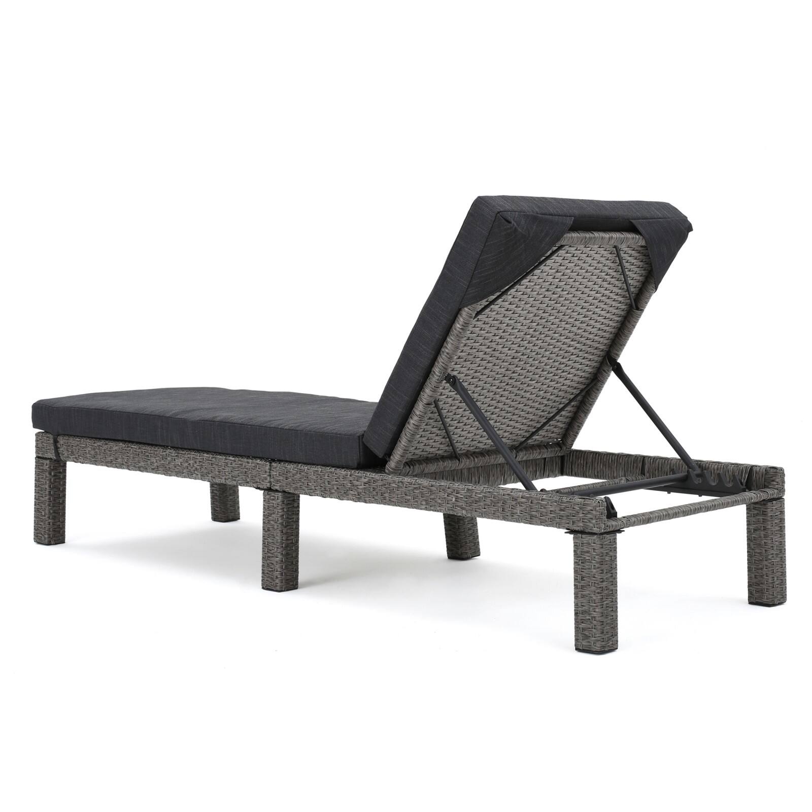 Alt View 7. Ecooso - Outdoor Wicker Chaise Lounge，Water-Repellent Cushion, Handwoven Rattan, Sturdy Iron Frame, All-Season Comfort Design - Black.