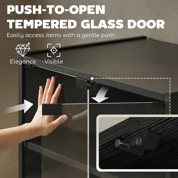 PUSH-TO-OPEN TEMPERED GLASS DOOR  
Easily access items with a gentle push  

Elegance  
Visible