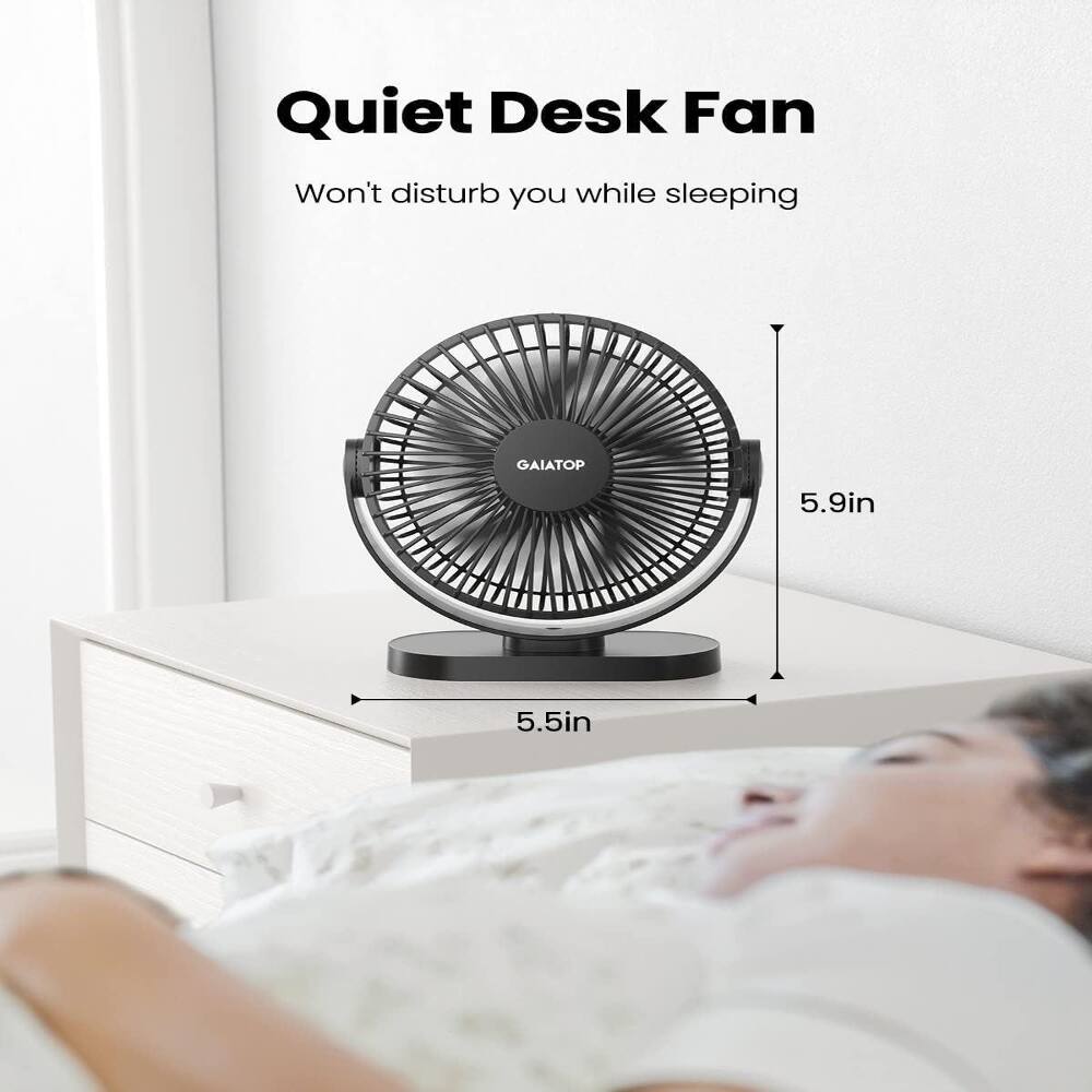 Quiet Desk Fan Won't disturb you while sleeping GAIATOP 5.9in 5.5in