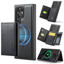 Dteck - 2-in-1 Mag Safe Wallet Case for Samsung Galaxy S24 Ultra,PU Leather Shockproof Cover+Magnetic Detachable Card Holder - Black