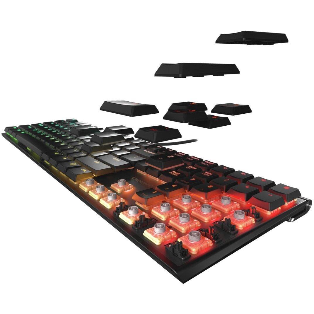 Alt View 3. CHERRY - CHERRY MX 10.0N RGB Wired Mechanical Keyboard for Office and Gaming - Black,MX Low Profile SPEED Switch,Aluminium - Black.