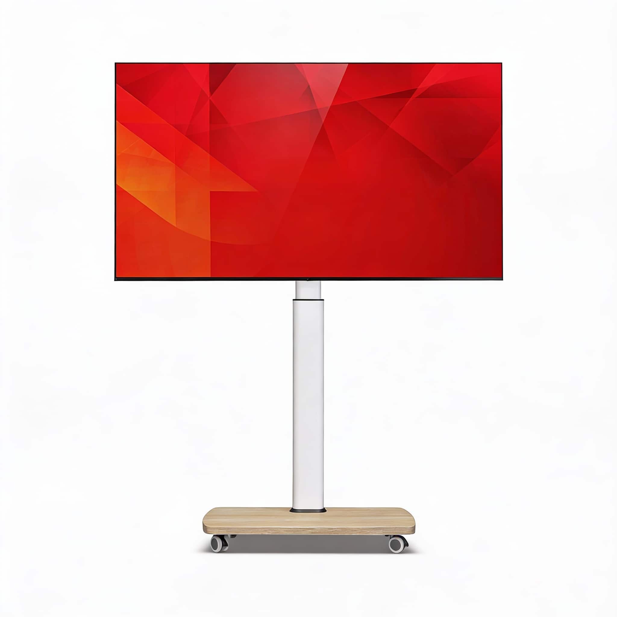 Frangdom - Rolling TV Stand 43-75" Mobile Height-Swivel-Tilt - White Basic